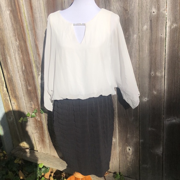 MSK Dress with Sheer Sleeves with Arm Slits. Size 14 Formal wear or Party Dress! - Picture 2 of 12